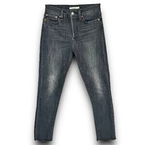 Levis Womens Wedgie Skinny Jeans Faded Black Gray Jeggings Button Fly Size 27